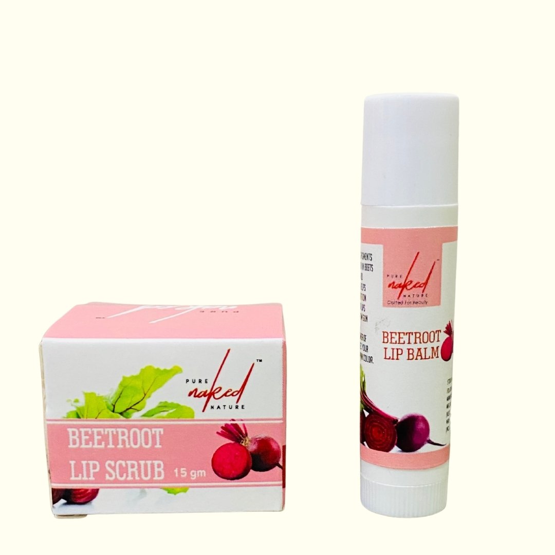 Pure Naked Nature Beetroot Extract Combo Of Lip Scrub And Lip Balm To