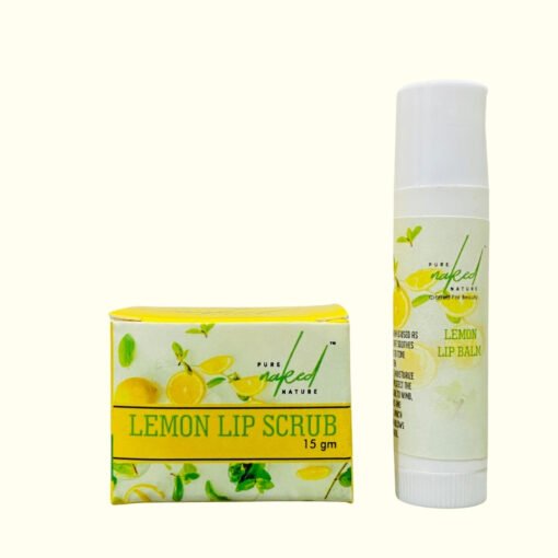 PURE NAKED NATURE Lemon Extract Combo of Lip Scrub and Lip Balm to Lighten Dark Lips and Get Soft Pink Lips - Paraben Free - Image 2