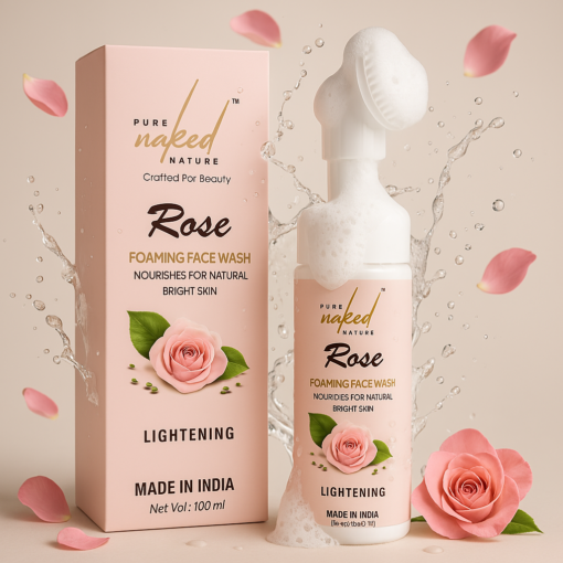 PURE NAKED NATURE Rose Foaming Face Wash for Clear Glowing Skin Removes Dirt and Dust - 100 ml - Image 9