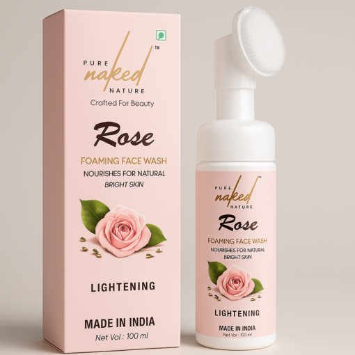 PURE NAKED NATURE Rose Foaming Face Wash for Clear Glowing Skin Removes Dirt and Dust - 100 ml - Image 10