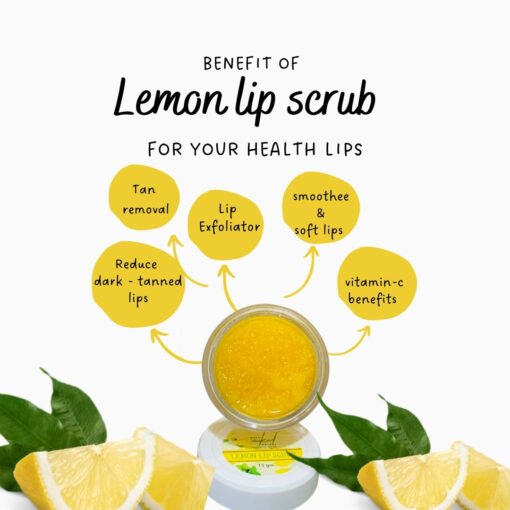 PURE NAKED NATURE Lemon Extract Combo of Lip Scrub and Lip Balm to Lighten Dark Lips and Get Soft Pink Lips - Paraben Free - Image 6