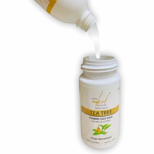 PURE NAKED NATURE Tea Tree Foaming Face Wash REFILL PACK  for Acne Prone Oil Free Skin Suits Men and Women - 100 ml - Image 10