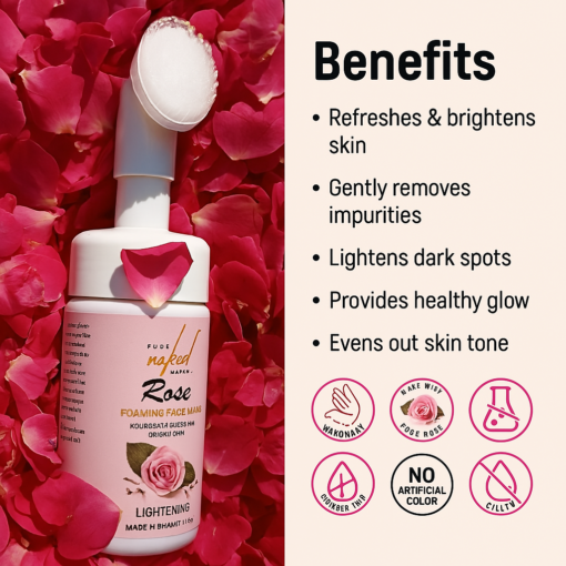 PURE NAKED NATURE  Rose foaming face wash  for glowing skin (Refill bottle) Pack of 1 (100ml ) - Image 6