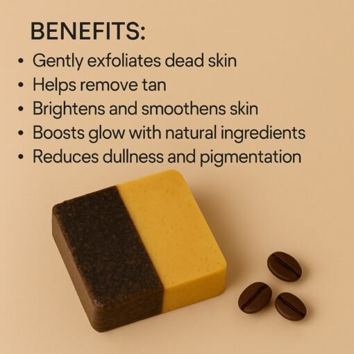 Ubtan Coffee Scrub Soap Bar | Natural Exfoliating & Brightening Bathing Bar with Coffee & Ubtan for Glowing, Smooth Skin – Handmade Herbal Soap for Men & Women - 100g (cold process) - Image 4
