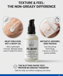 Alternative view of Pure Naked Nature RE-BOND Keratin Milk Serum | Leave-In Hair Repair Treatment with Pea, Rice & Wheat Proteins | Controls Frizz, Repairs Damage & Adds Glass-Like Shine | Heat Protection for Dry & Frizzy Hair | 50ml