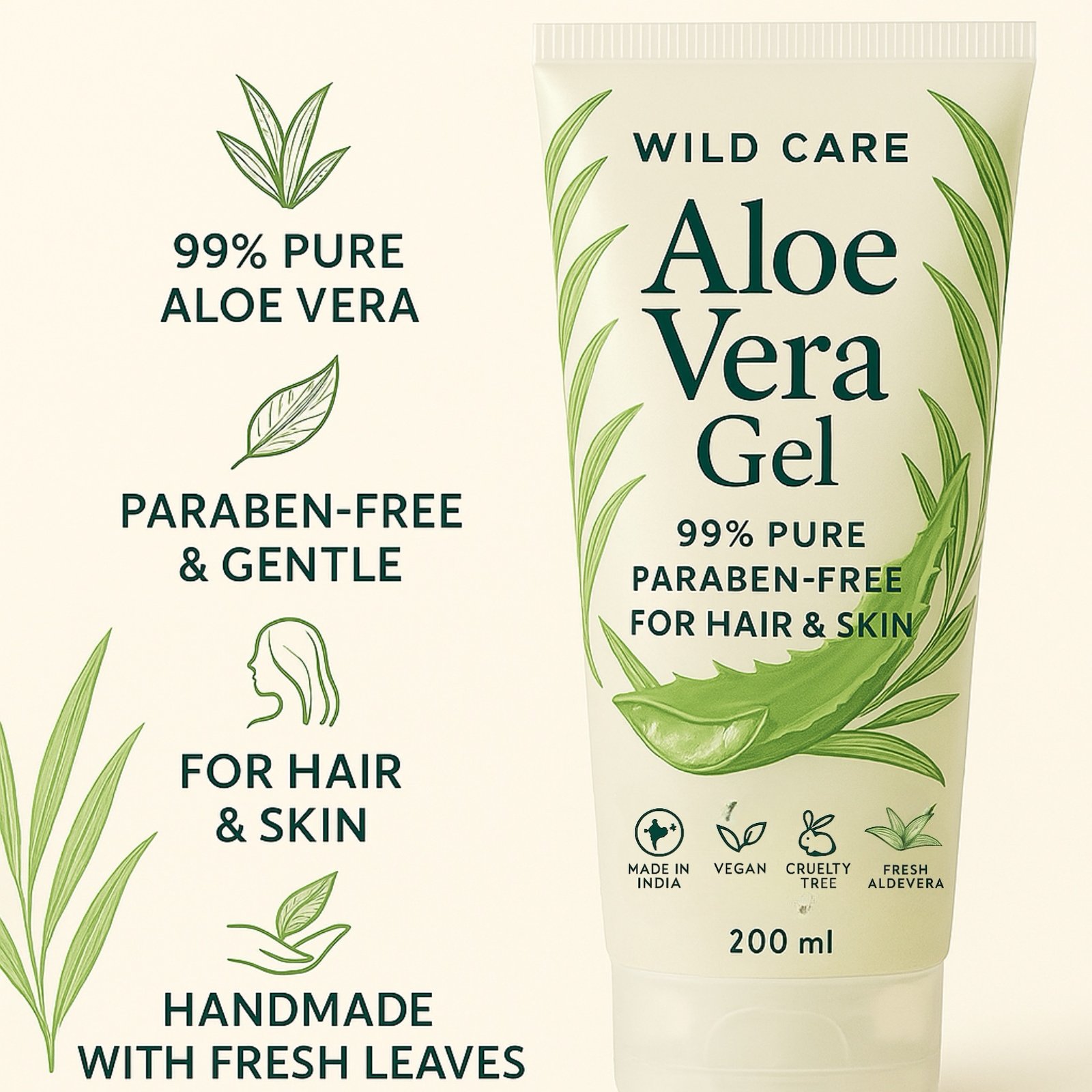 PURE NAKED NATURE Raw & Organic Aloe Vera Gel – Cold-Pressed, Non-Sticky, and Chemical-Free 200gm - Image 3